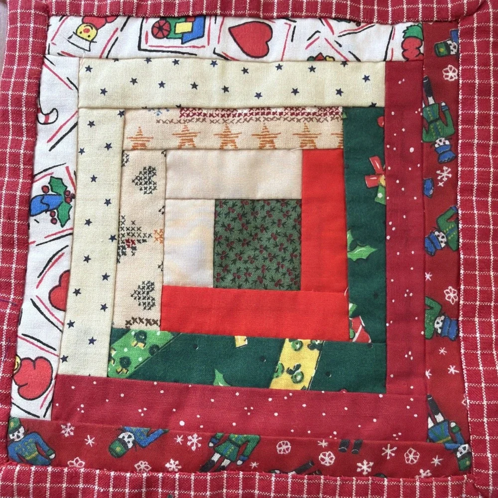 Vtg Quilted Christmas Pot Holder 8
